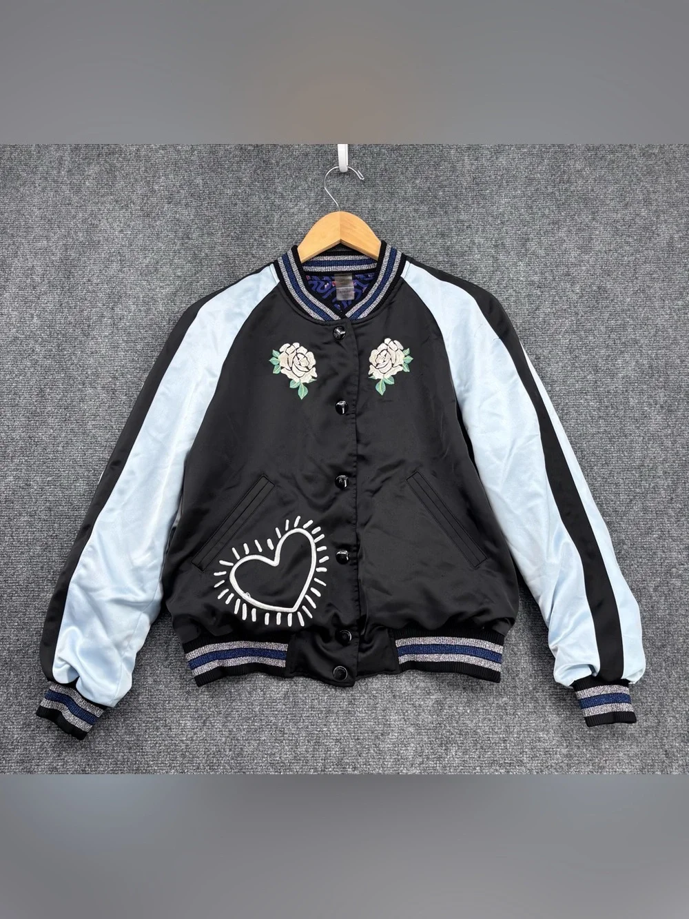 Coach X Keith Haring Reversible Satin Bomber Jacket Mixed Print Embroidery 6